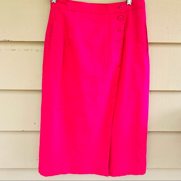 Vintage Dresses & Skirts - David Pik LINEN VTG. 80’s/90’s PINK Pockets 12